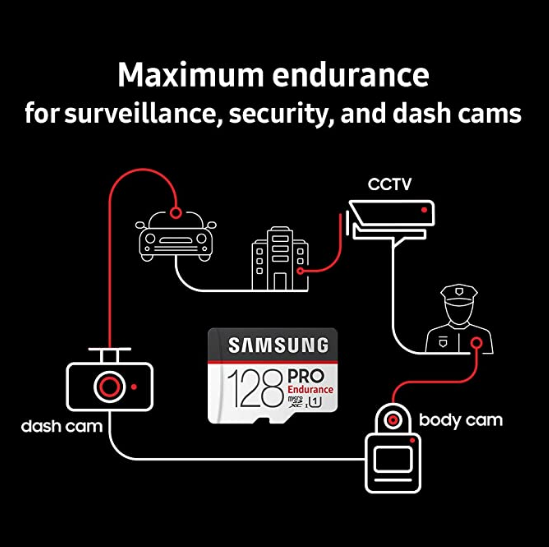 Samsung PRO Endurance 128GB 100MB/s (U1) MicroSDXC Memory Card with Adapter (MB-...
